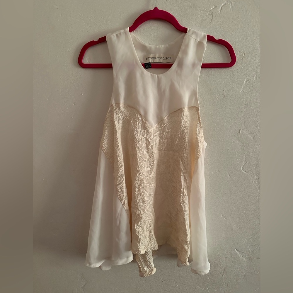 Stone Cold Fox Cream Sheer Silk Racerback Tank - S